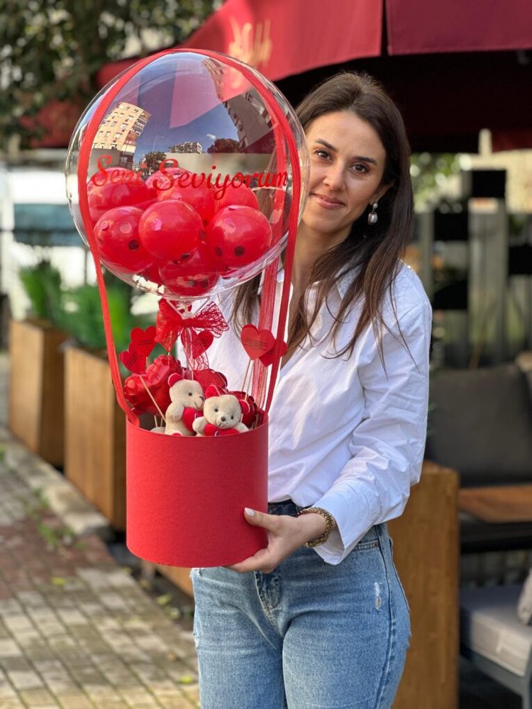 Ayıcıklı Bobo Balon Hediye Kutusu