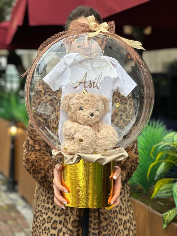 Ayıcıklı İsim Baskılı Bebek Body Arajman Kutusu