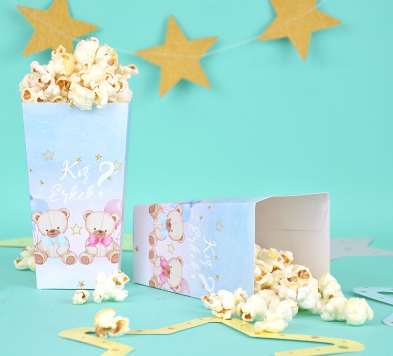 Cinsiyet Partisi Kız? Erkek? Popcorn Kutuları