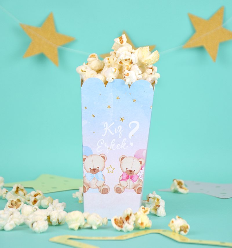 Cinsiyet Partisi Kız? Erkek? Popcorn Kutuları