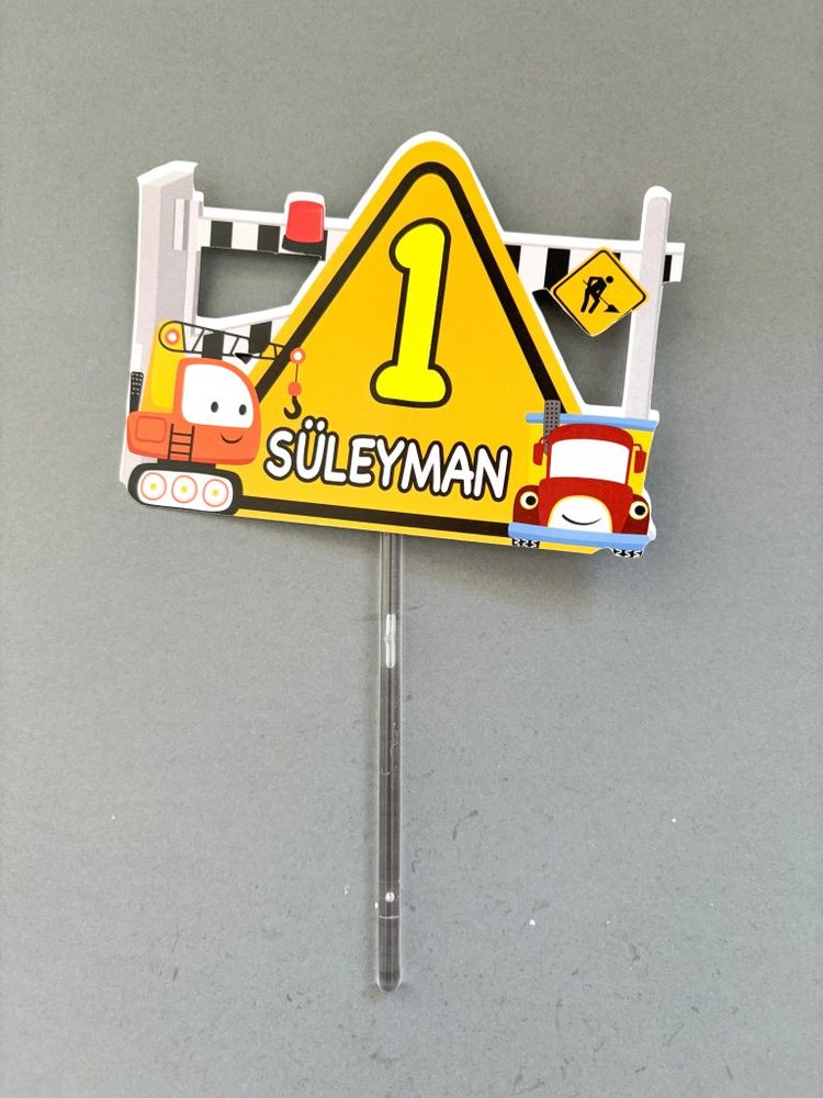 Construction İnşaat Pasta Topperi Kişiye özel