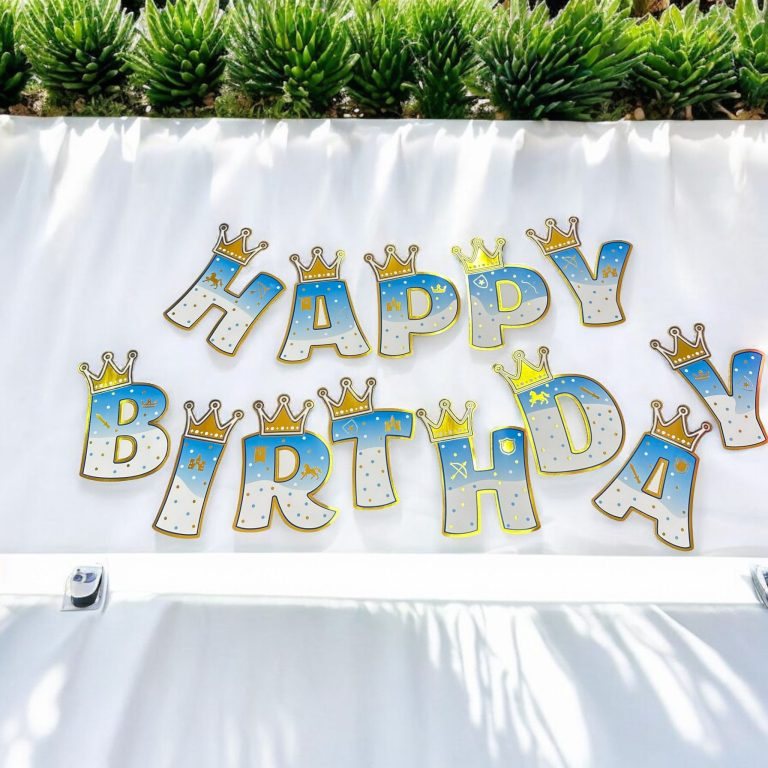 Mavi Happy Birthday Bayrak