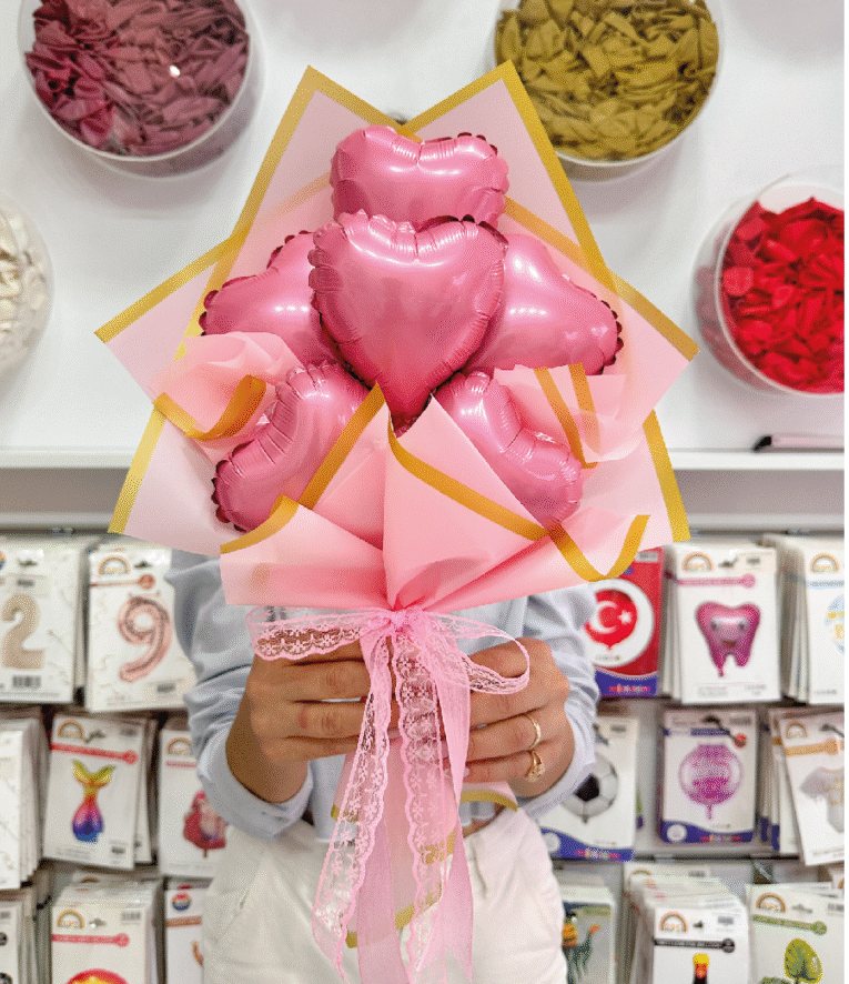 Mini Pembe Balon Buketi