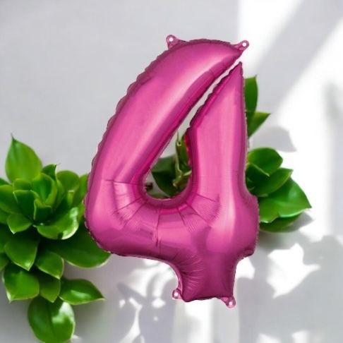 Pembe 4 Rakamı Folyo Balon