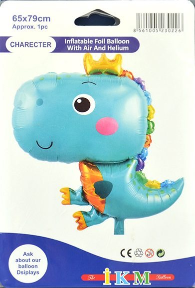 Sevimli Dinozor Mavi Folyo Balon