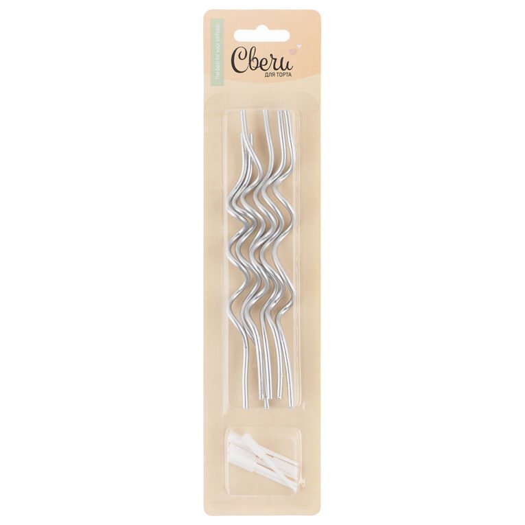 Silver Kıvrımlı Pasta Mum Seti – 6 Adet