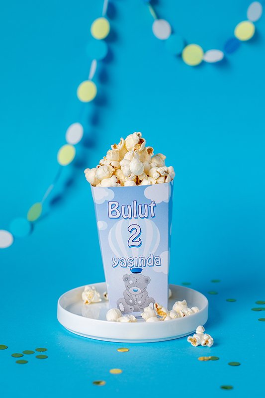 Teddy Bear Uçan Balonlu Popcorn Kutuları