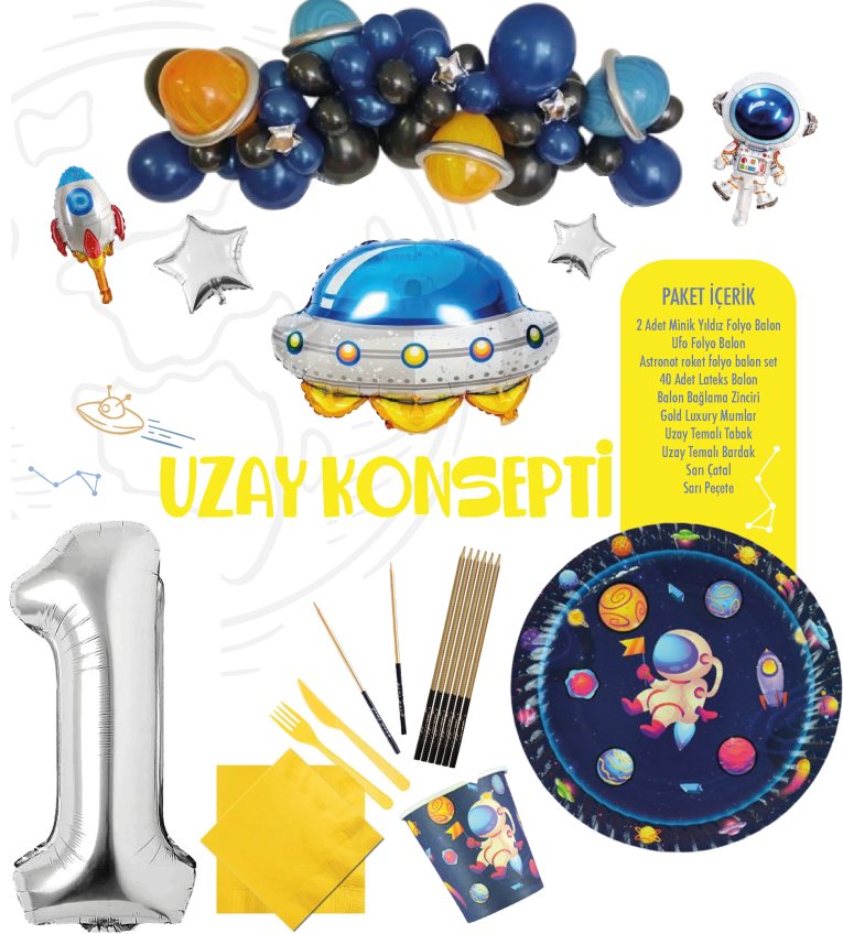 🚀 Uzay Konseptli Doğum Günü Parti Seti 🌌
